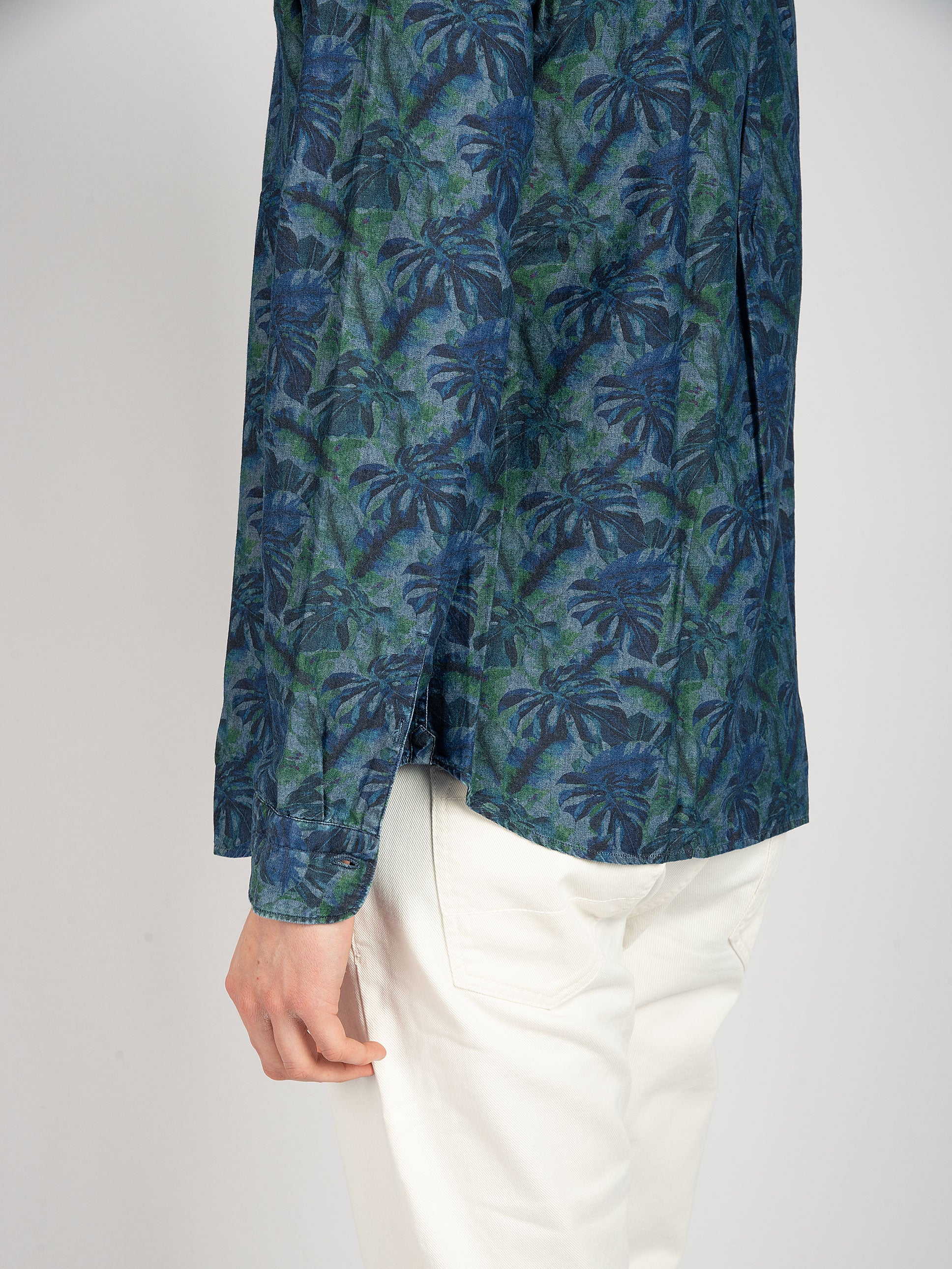 Camicia Coreana Tropical - Blu