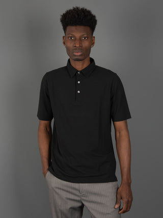 Polo Crepe di Cotone - Nero