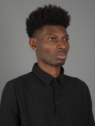 Polo Crepe di Cotone - Nero