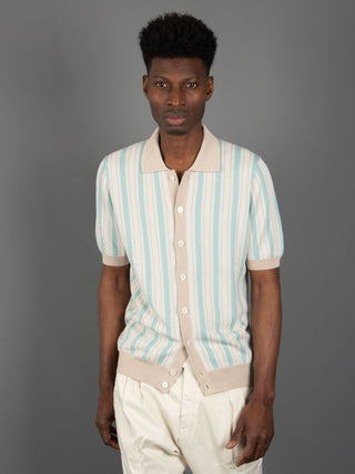 Polo Camicia - Beige/Turchese