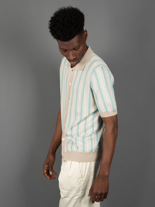 Polo Camicia - Beige/Turchese