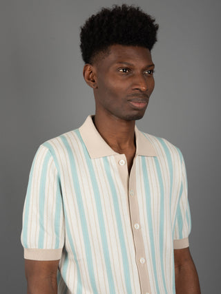 Polo Camicia - Beige/Turchese