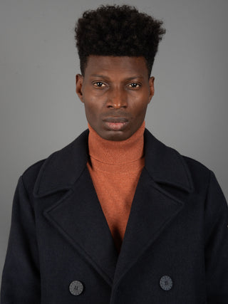 Cappotto Peacot Melton - Blu Navy