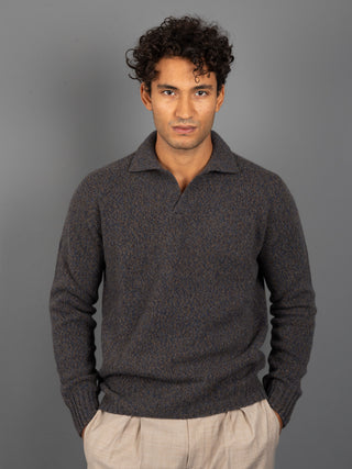 Maglia Polo Mouliné - Blu/Moro
