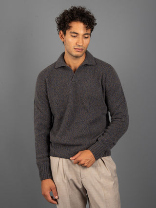 Maglia Polo Mouliné - Blu/Moro