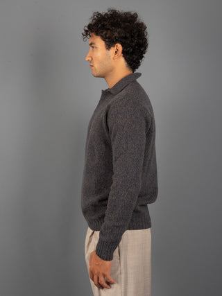 Maglia Polo Mouliné - Blu/Moro