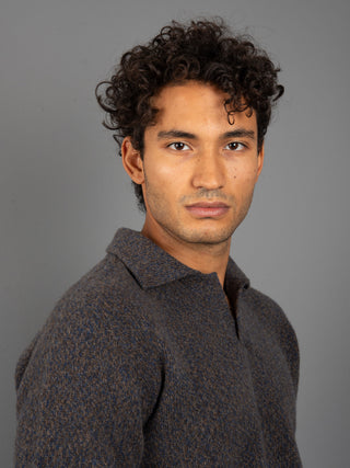 Maglia Polo Mouliné - Blu/Moro