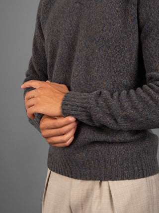 Maglia Polo Mouliné - Blu/Moro