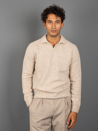 Maglia Polo Mouliné - Beige/Panna
