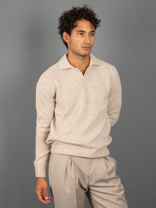 Maglia Polo Mouliné - Beige/Panna