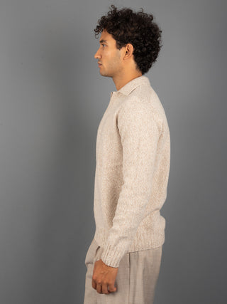 Maglia Polo Mouliné - Beige/Panna