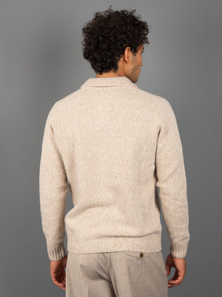 Maglia Polo Mouliné - Beige/Panna