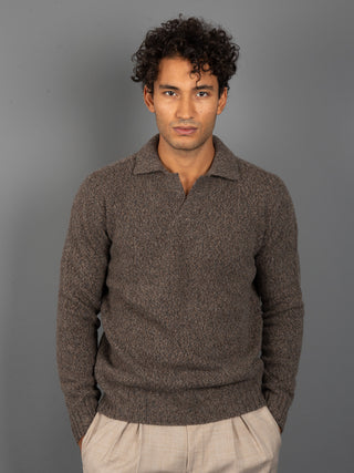 Maglia Polo Mouliné - Moro/Grigio