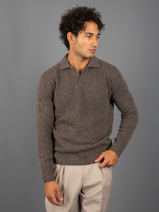 Maglia Polo Mouliné - Moro/Grigio