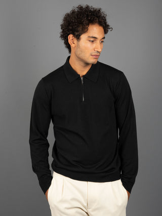 Maglia Polo Zip - Nero