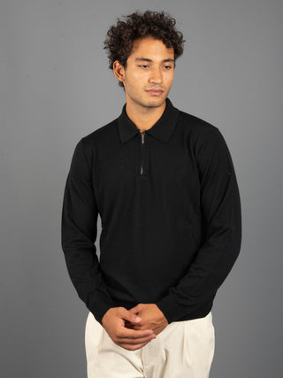 Maglia Polo Zip - Nero