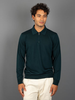 Maglia Polo Zip - Verde Bottiglia