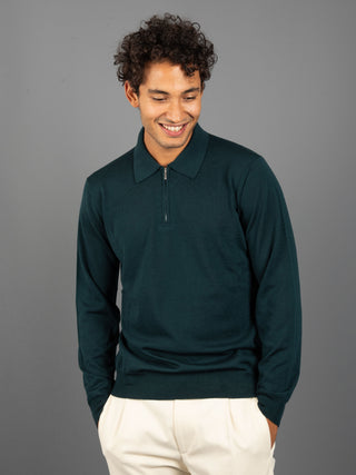 Maglia Polo Zip - Verde Bottiglia