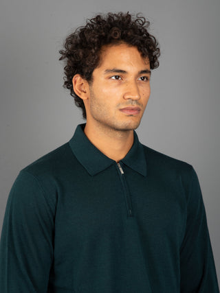 Maglia Polo Zip - Verde Bottiglia
