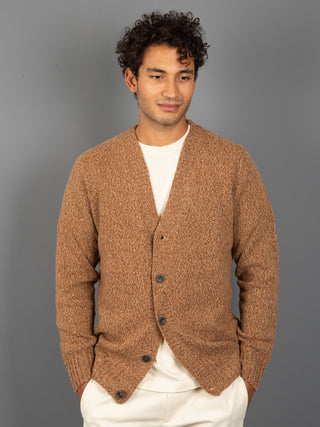 Maglia Cardigan Mouliné - Cammello