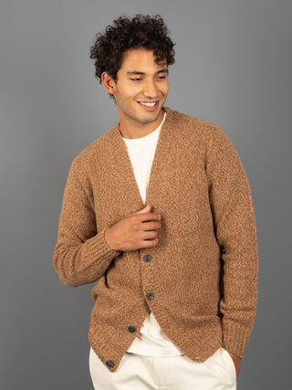 Maglia Cardigan Mouliné - Cammello
