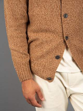 Maglia Cardigan Mouliné - Cammello