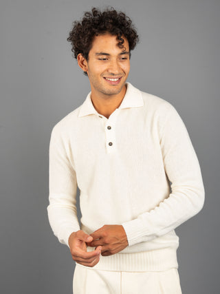 Maglia Polo Cashmere - Panna
