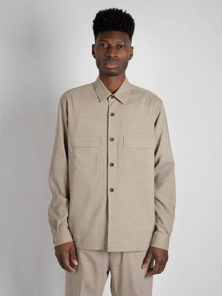 Overshirt in Lana Vergine - Beige