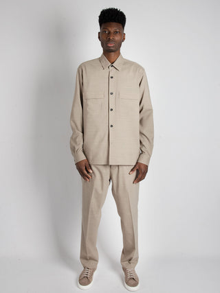 Overshirt in Lana Vergine - Beige