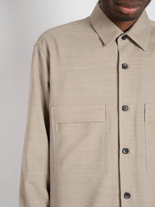 Overshirt in Lana Vergine - Beige