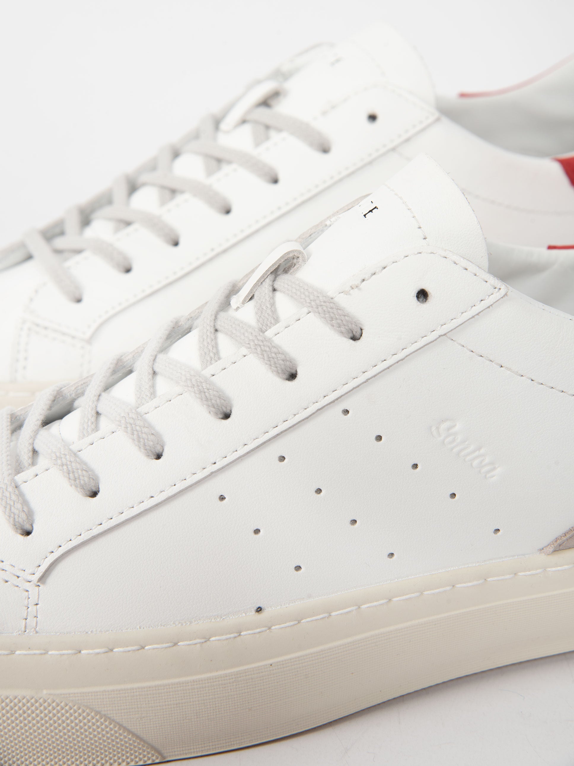 Sneakers' Sonica Leather' - Banco/Rosso