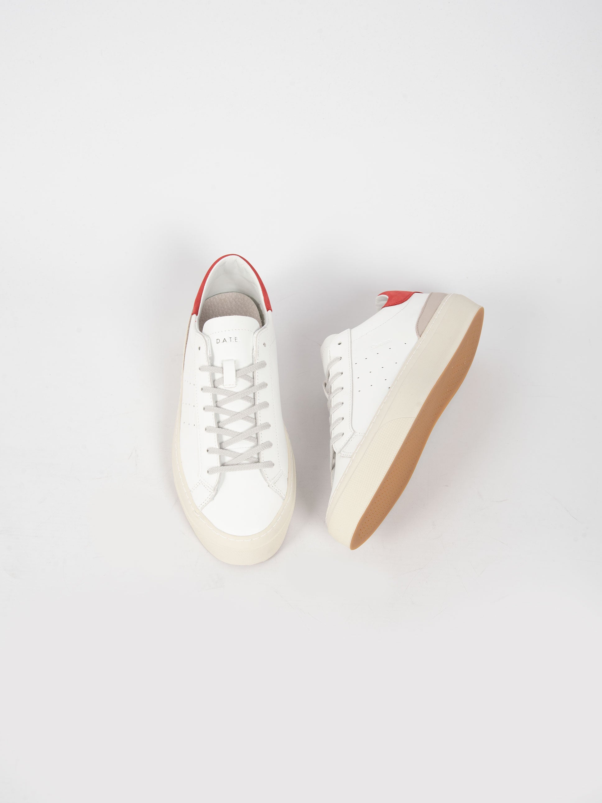 Sneakers' Sonica Leather' - Banco/Rosso