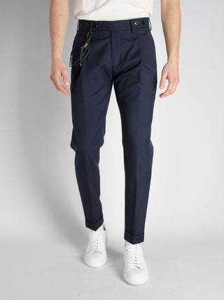 Pantalone 'Barber' Lana - Blu Notte