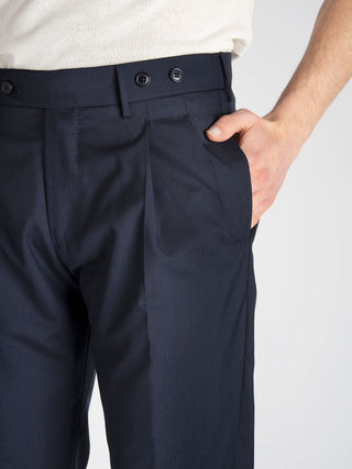 Pantalone 'Barber' Lana - Blu Notte