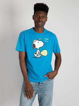 T-shirt Snoopy Padel Lover  - Azzurro