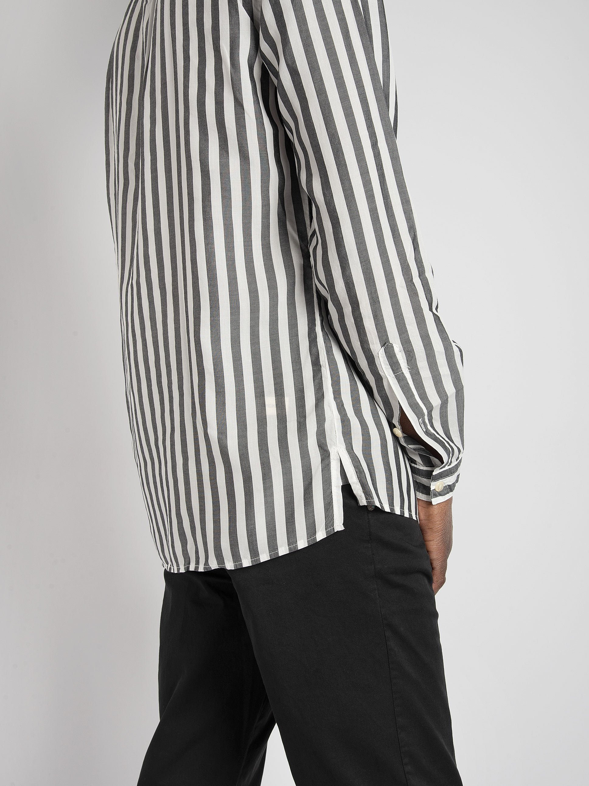 Camicia Coreana - Bianco/Nero