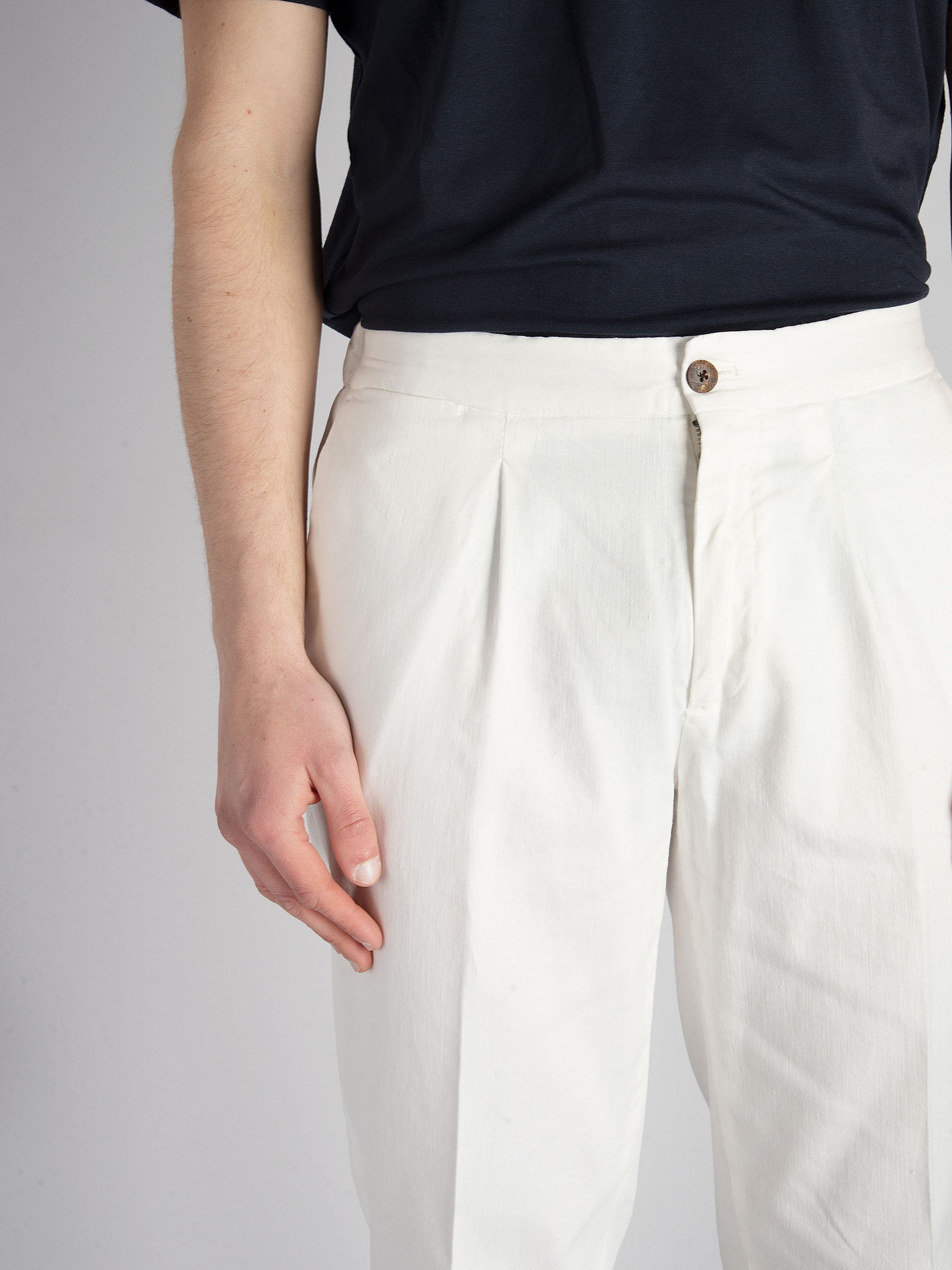 Pantalone 'Leisure I' Cotone e Lino - Bianco