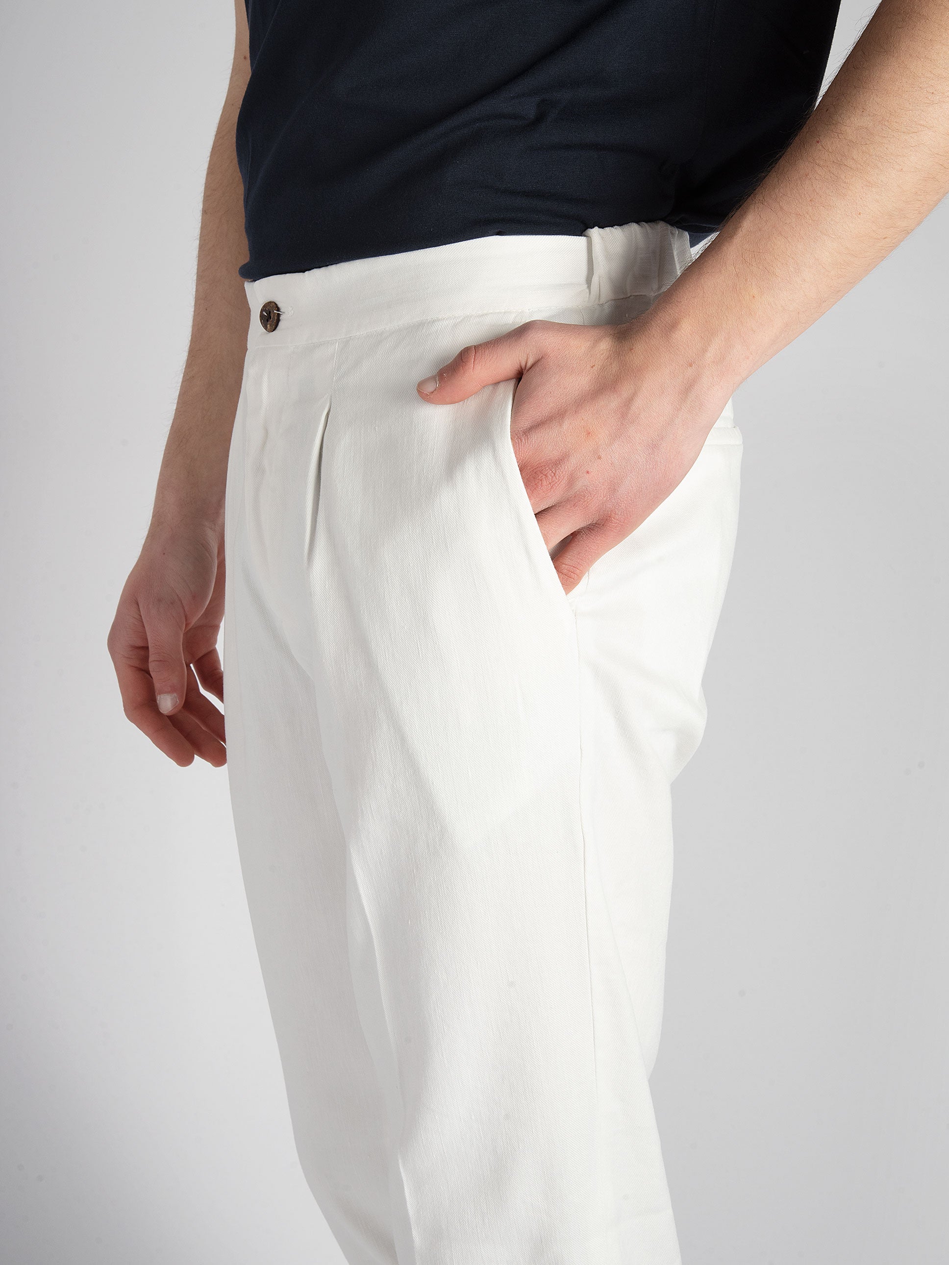 Pantalone 'Leisure I' Cotone e Lino - Bianco