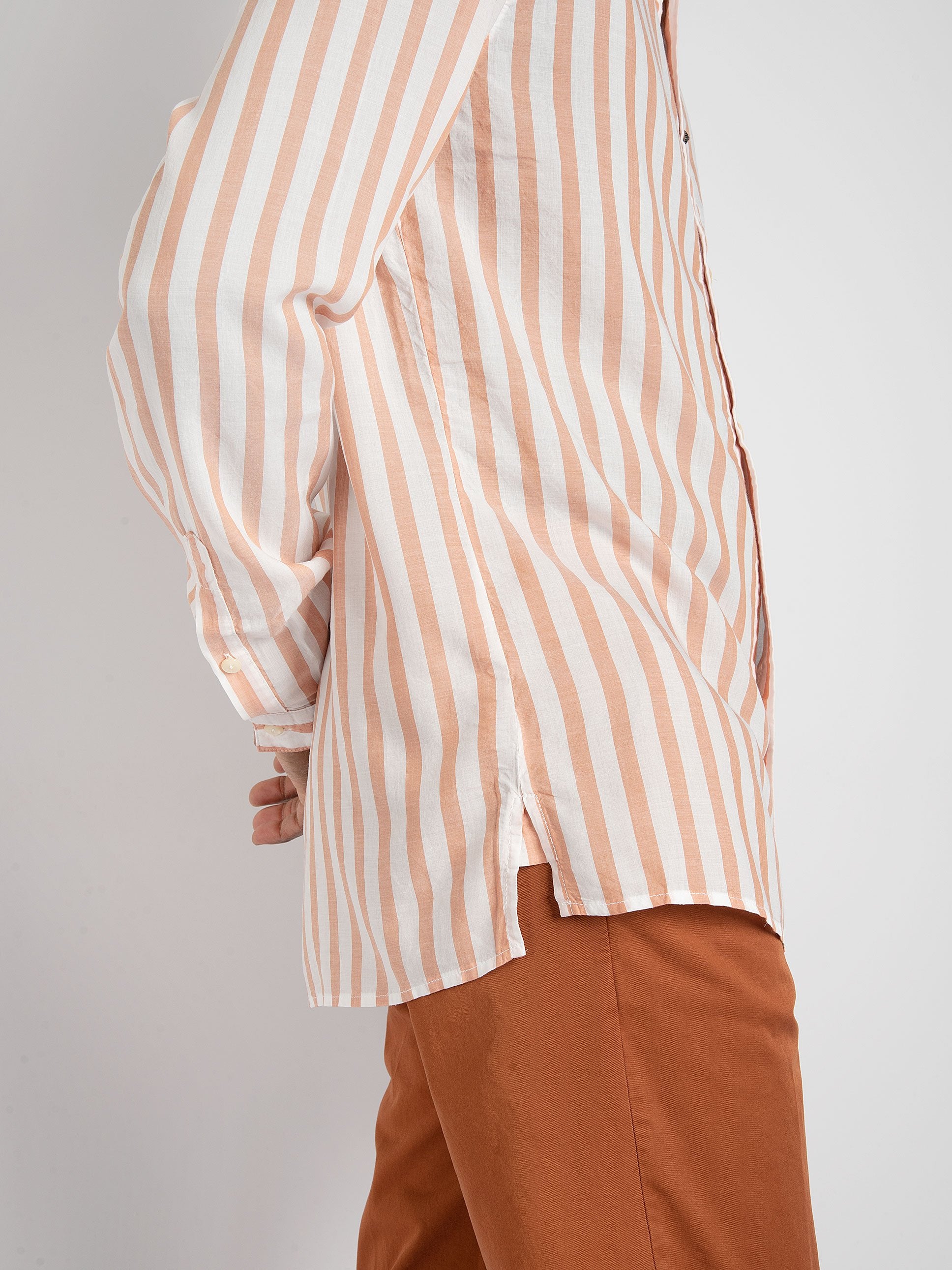 Camicia Coreana - Bianco/Arancione