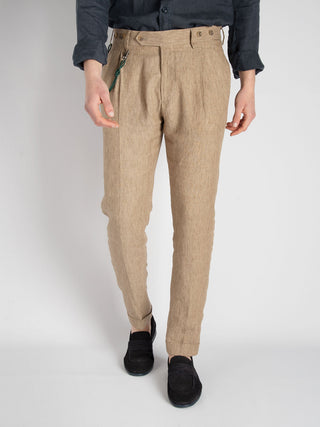 Pantalone 'Barber' Lino - Beige