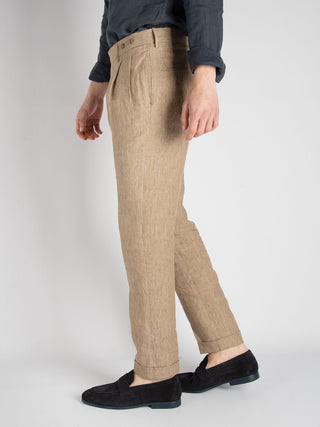 Pantalone 'Barber' Lino - Beige