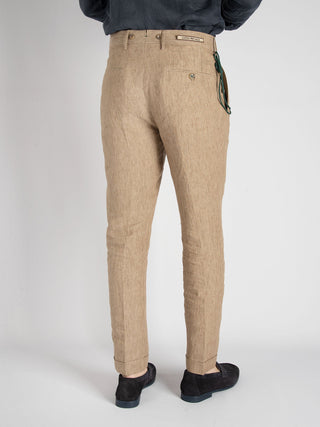 Pantalone 'Barber' Lino - Beige