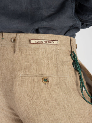 Pantalone 'Barber' Lino - Beige