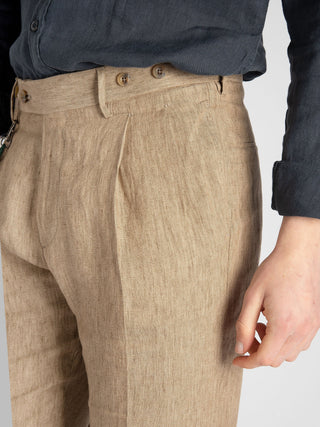 Pantalone 'Barber' Lino - Beige