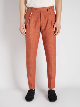 Pantalone 'Barber' Lino - Arancione