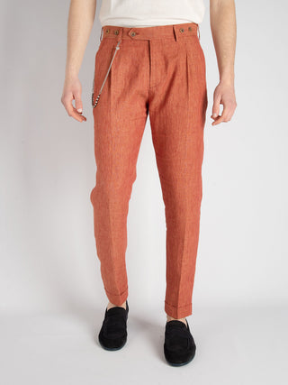 Pantalone 'Barber' Lino - Arancione