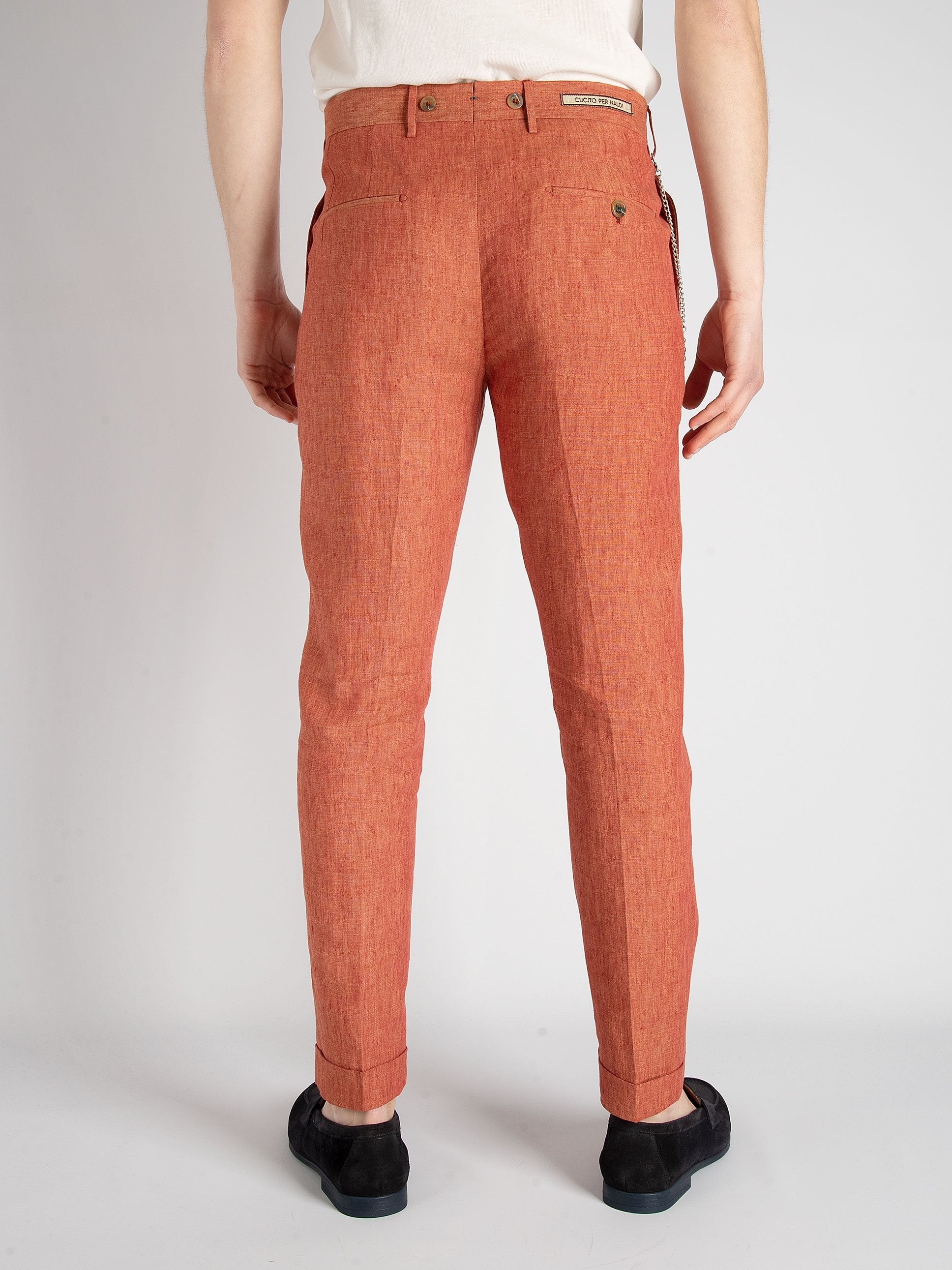 Pantalone 'Barber' Lino - Arancione