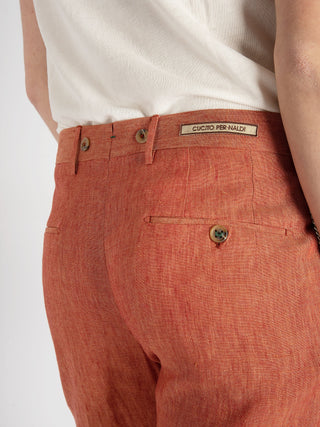 Pantalone 'Barber' Lino - Arancione