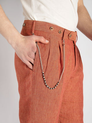 Pantalone 'Barber' Lino - Arancione