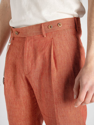 Pantalone 'Barber' Lino - Arancione